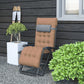Padded Folding Recliner Chair, Patio Lounger with Cupholder, Adjustable Backrest, Removable Cushion, Navy Blue