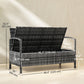 33 Gallon Outdoor Storage Bench, Wicker Deck Box Patio Bench Seat with Cushion, Grey