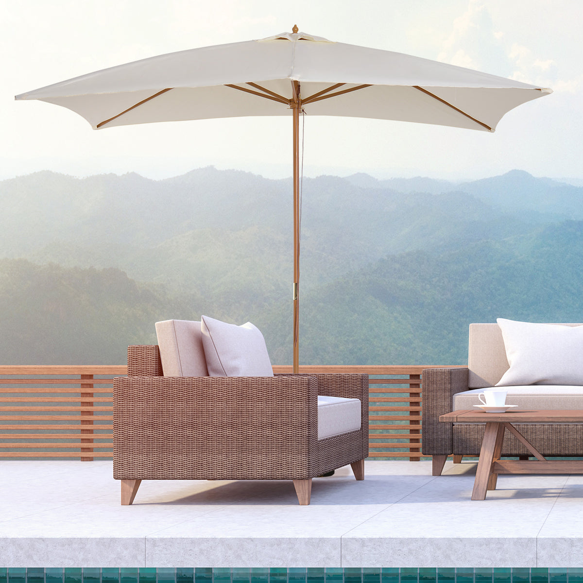 Patio Umbrella Market Patio Sun Umbrella Rectangle Cream White