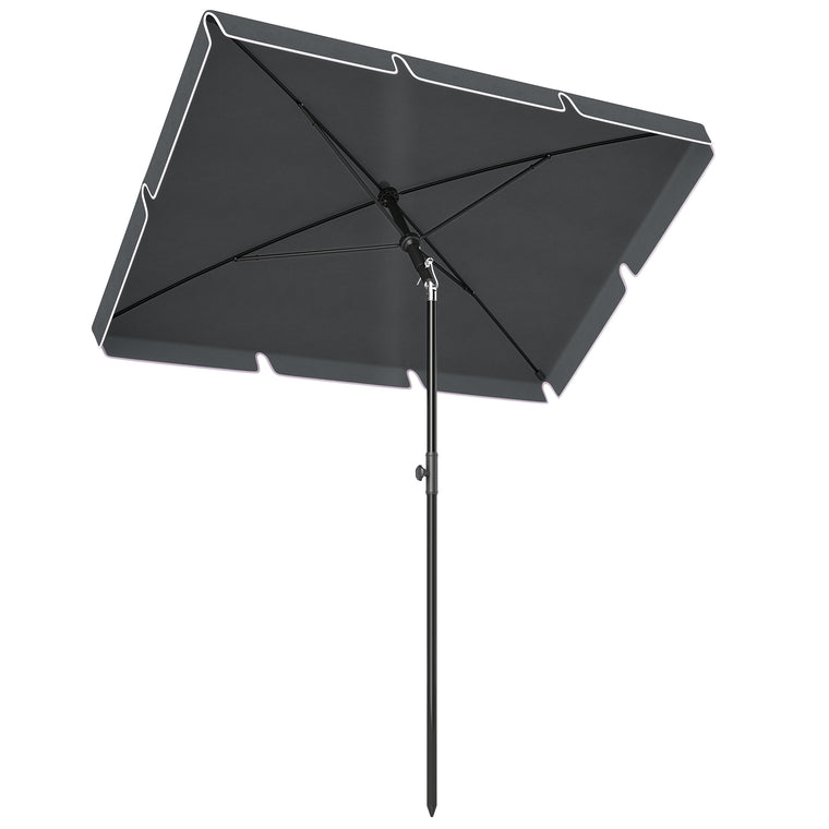 6.5' x 4' Grey Aluminum Rectangle Patio Umbrella