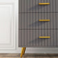 4 Drawer Cabinet, Drawer Chest for Bedroom, Chest of Drawers with Aluminium Legs and Gold Handles, Dark Grey