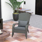 Wicker Adirondack Chair, PE Rattan Outdoor Fire Pit Chair Muskoka Chair with Cushions, Heather Grey