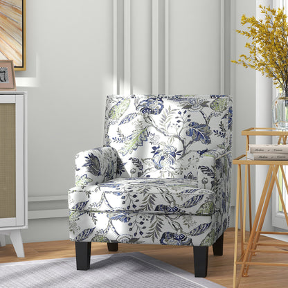 Floral Mid-Century Accent Chair with Nailhead Trim - Multicolour