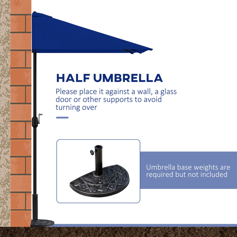 8ft Half Round Window Umbrella with 5 Ribs