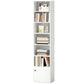 7-Tier Bookcase, Display Shelf Unit with Adjustable Shelf and Cabinet, White