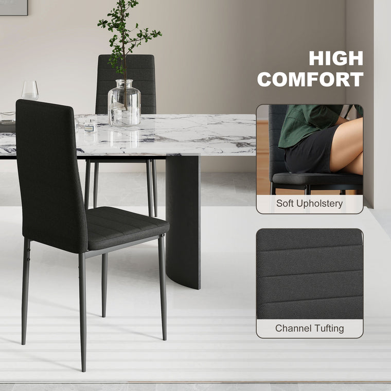 High Back Linen Dining Chairs Set of 6