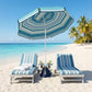 6 ft Portable Beach Umbrella with Foldable Table, Tilting Outdoor Sun Shade with Sand Anchor, Sandbag, Dark Blue