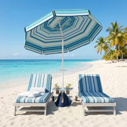 6' Dark Blue Portable Beach Umbrella with Foldable Table