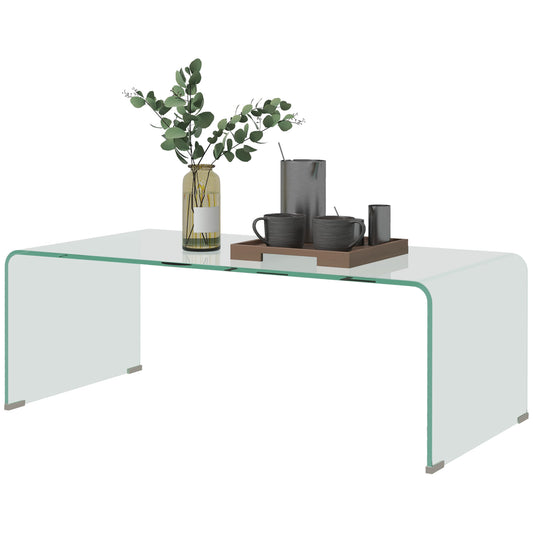 Rectangle Glass Coffee Table with Rounded Edges - Clear