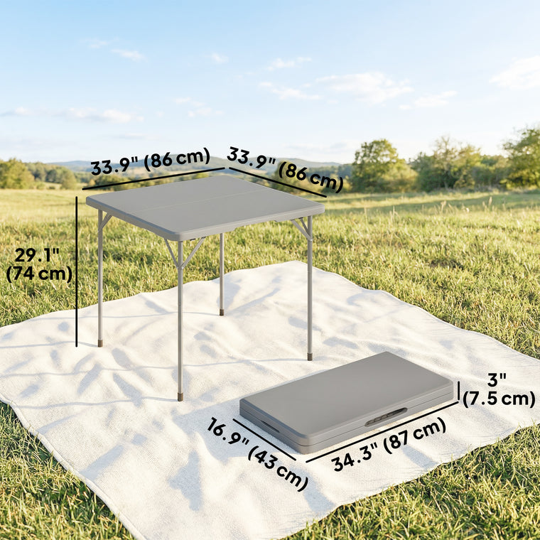 34" x 34" Grey Folding Picnic Table