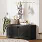 Shoe Storage Bench with Padded Seat, Entryway Bench Holds up to 352 lb, Shoe Organizer, 8 Pairs, Black Wood Grain