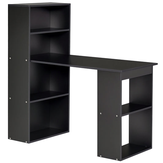 47" Computer Desk with Bookshelf - Black