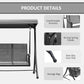 3 Person Porch Swing Outdoor Swing Chair with High Back Design, Side Pouches and Adjustable Canopy, Dark Grey