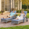 Grey 3-Piece Wicker Lounger Set with Table