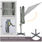 9.6' Cantilever Patio Umbrella Outdoor Hanging Offset Umbrella, Cross Base, 360° Rotation Aluminum Poles, Grey