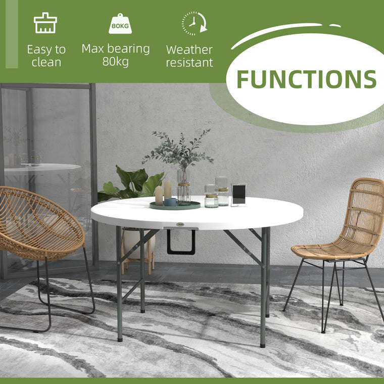 48" Round Folding Banquet Table with Metal Frame