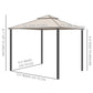 10' x 10' Patio Gazebo Pavilion, 2-Tier Roof Canopy Outdoor Event Party Tent with Steel Frame for Garden, Yard and Sun Shade Use, Brown