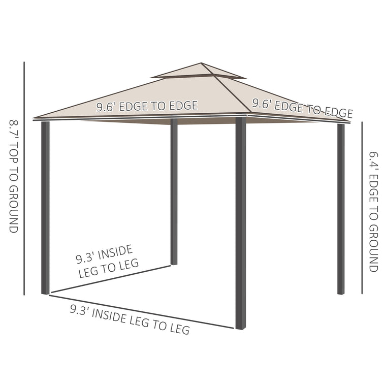 10' x 10' Brown Gazebo Pavilion with 2-Tier Roof & Steel Frame