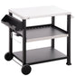 3-Shelf Outdoor Grill Cart Table with Side Handle, Stainless Steel Pizza Oven Stand on Wheels, Black