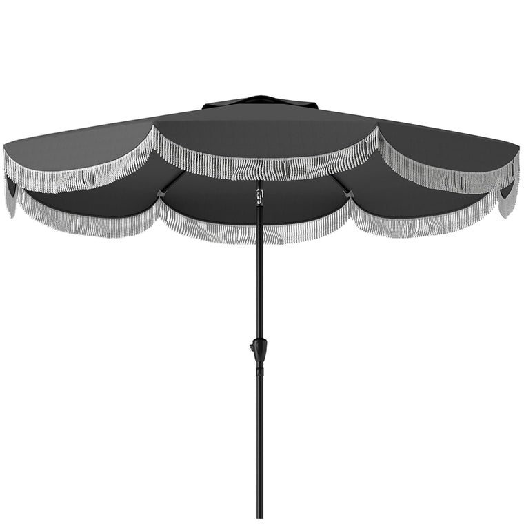 9FT Charcoal Grey Market Umbrella with Crank & Push Tilt