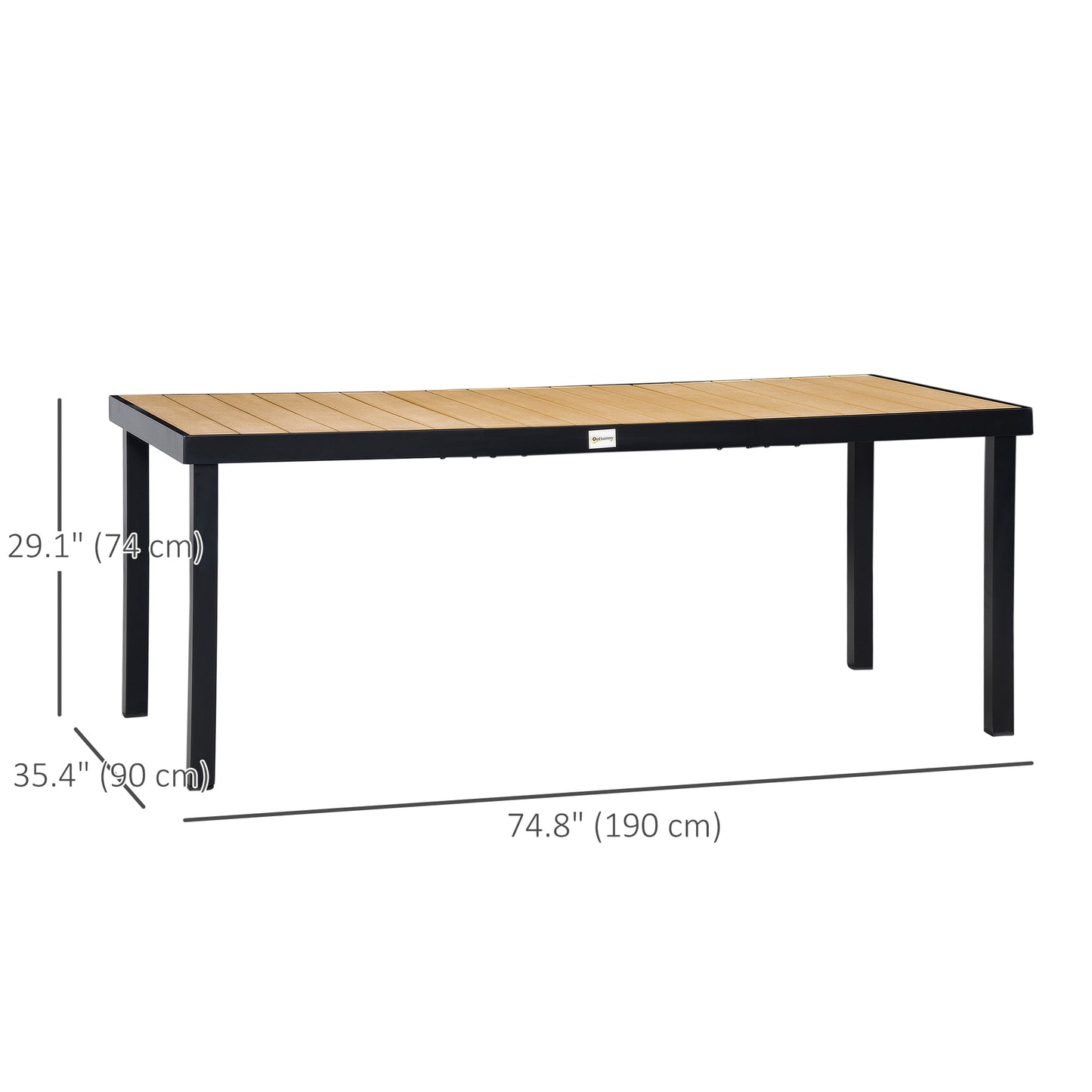 Patio Dining Table for 8, Rectangular Aluminum Outdoor Table for Garden Lawn Backyard, Black