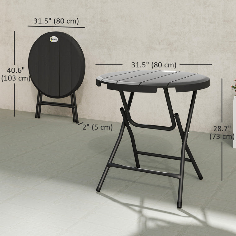 Foldable Round Patio Table for 4 with HDPE Top