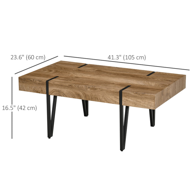 Rustic Coffee Table with Steel Hairpin Legs