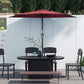 9ft Half Round Umbrella Outdoor Patio Garden Balcony Parasol Window Sun Shade w/ 5 Ribs Wine Red