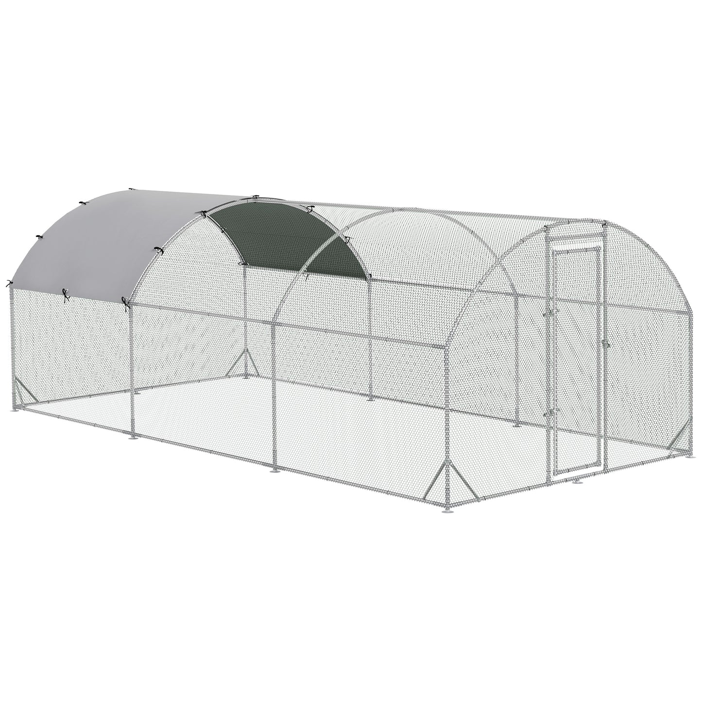 9.2' x 18.7' x 6.5' Silver Galvanized Chicken Coop with Cover