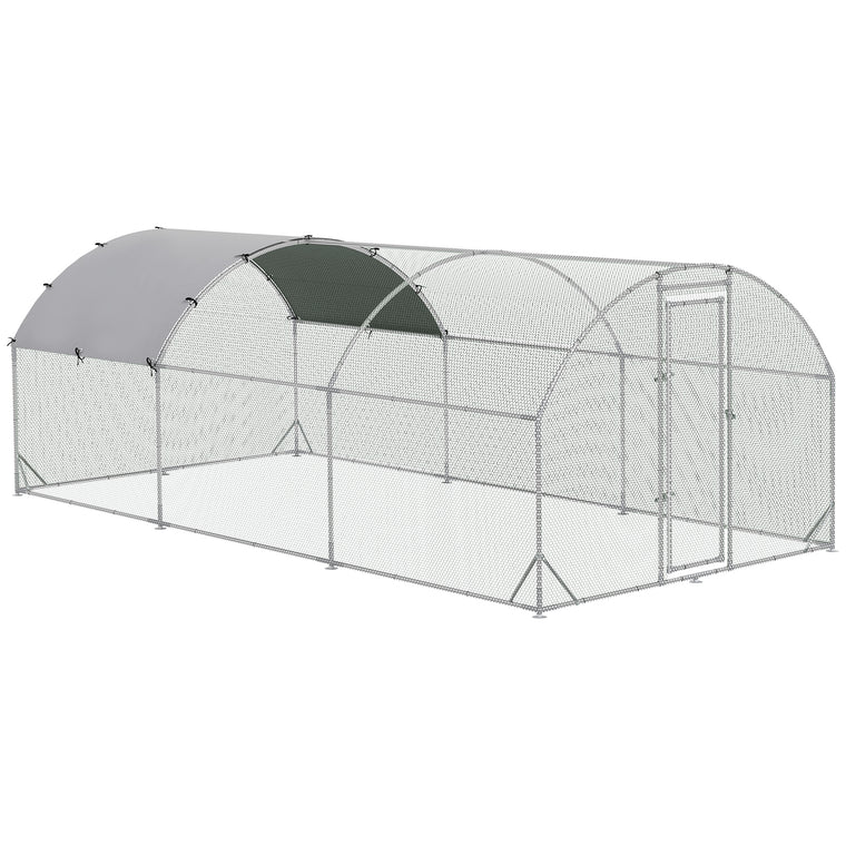 9.2' x 18.7' x 6.5' Silver Galvanized Chicken Coop with Cover