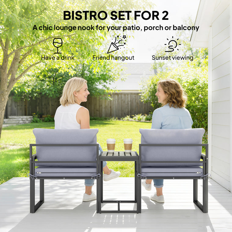 Bistro Set with 2 Chairs and Side Table