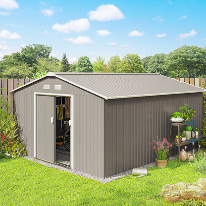 11' x 13' Garden Shed with Sliding Doors and Ventilation
