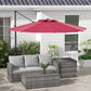 10 FT Cantilever Umbrella, Aluminum Hanging Offset Umbrella with 360°Rotation, Crank, Tilt, Cross Base, Red