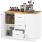 Kitchen Island with Storage Cabinets, Spacious Countertop 3 Drawers, 2 Adjustable Shelves and Sitting Space for Dining Room, White