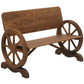 Wooden Wagon Wheel Bench Rustic Design 2 Seater Garden Outdoor Chair High Back Loveseat