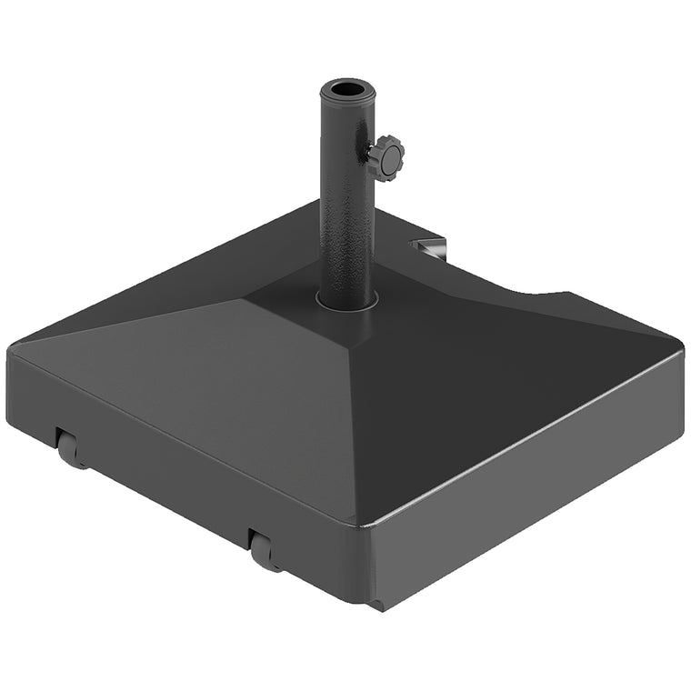 Black Plastic Square Umbrella Base with Wheels, Up to 73lb