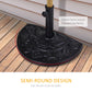 20 lbs Resin Half Round Patio Umbrella Base 20" Outdoor Decorative Parasol Stand Holder For Φ1.5", Φ1.9" Pole, Black