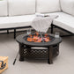 Outdoor Fire Pit, Firepit with Grill Net, Mesh Lid, Poker, for Camping, Bonfire, Picnic, Bronze