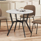 35" Round Dining Table, Modern Dining Room Table with Steel Frame, Space Saving Small Kitchen Table, White Marble