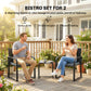 Outdoor Bistro Set, 3 Piece Wicker Patio Furniture with Mesh Seat, Glass Table, Cushions for Porch, Balcony, Grey