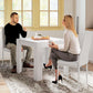 Dining Table Set for 2, Square Kitchen Table and Chairs, Dining Room Table and PU Leather Upholstered Chairs, White