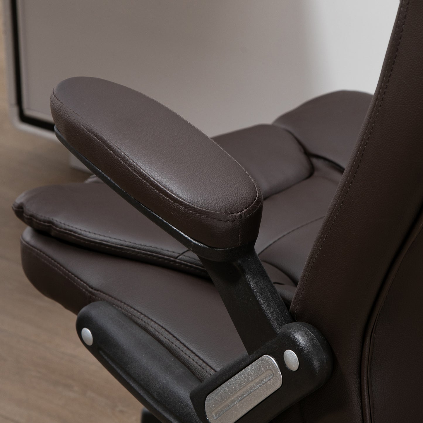 Executive Heated Massage Office Chair, High-Back Reclining Swivel Chair, Vibrating Adjustable Leather Chair, Black