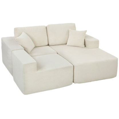 2-in-1 Modular Sectional Sofa, Boneless L Shaped Couch Sofa Bed - Cream White