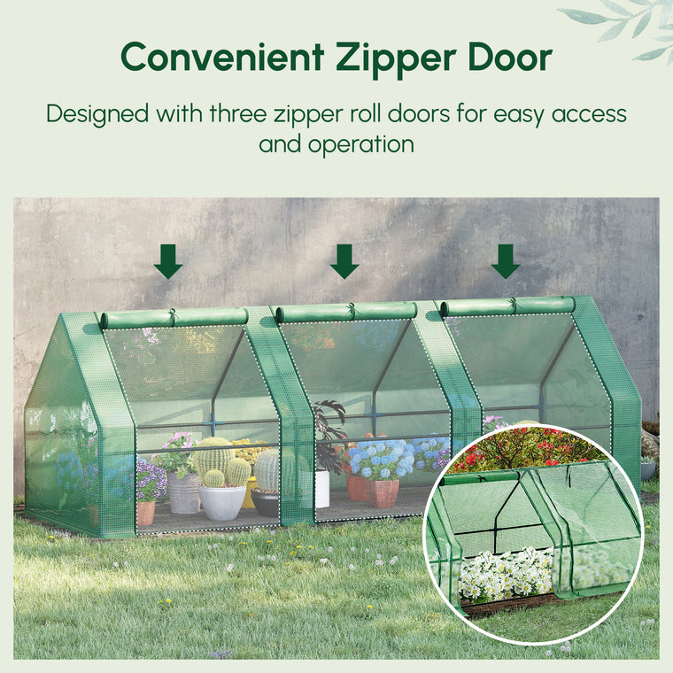 9' x 3' x 3' Green Portable Mini Greenhouse with Zippered Doors
