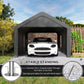 12 x 20ft Carport with 2 Roll-Up Doors, 4 Windows, Portable Garage with Removable Sidewalls for Car, Truck, Dark Grey