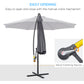 10ft Offset Patio Umbrella with Base, Garden Hanging Parasol with Crank, Banana Cantilever Umbrella Sun Shade, Grey