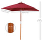 6.6x5ft Square Market Parasol, Wooden Patio Umbrella with Tilt Mechanism and 6 Bamboo Ribs, Garden Sunshade, Wine Red