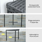 Half Round Side Table, PE Rattan Coffee Table with Metal Frame for Patio, Garden, Balcony, Black
