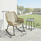 3 Piece Rocking Bistro Set Outdoor Patio Furniture Set with Cushions, Glass Coffee Table for Balcony, Cream White