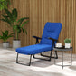 Folding Outdoor Lounge Chair with Cushion, Adjustable Backrest, Reclining Patio Garden Chair with Footrest, Wine Red - Blue